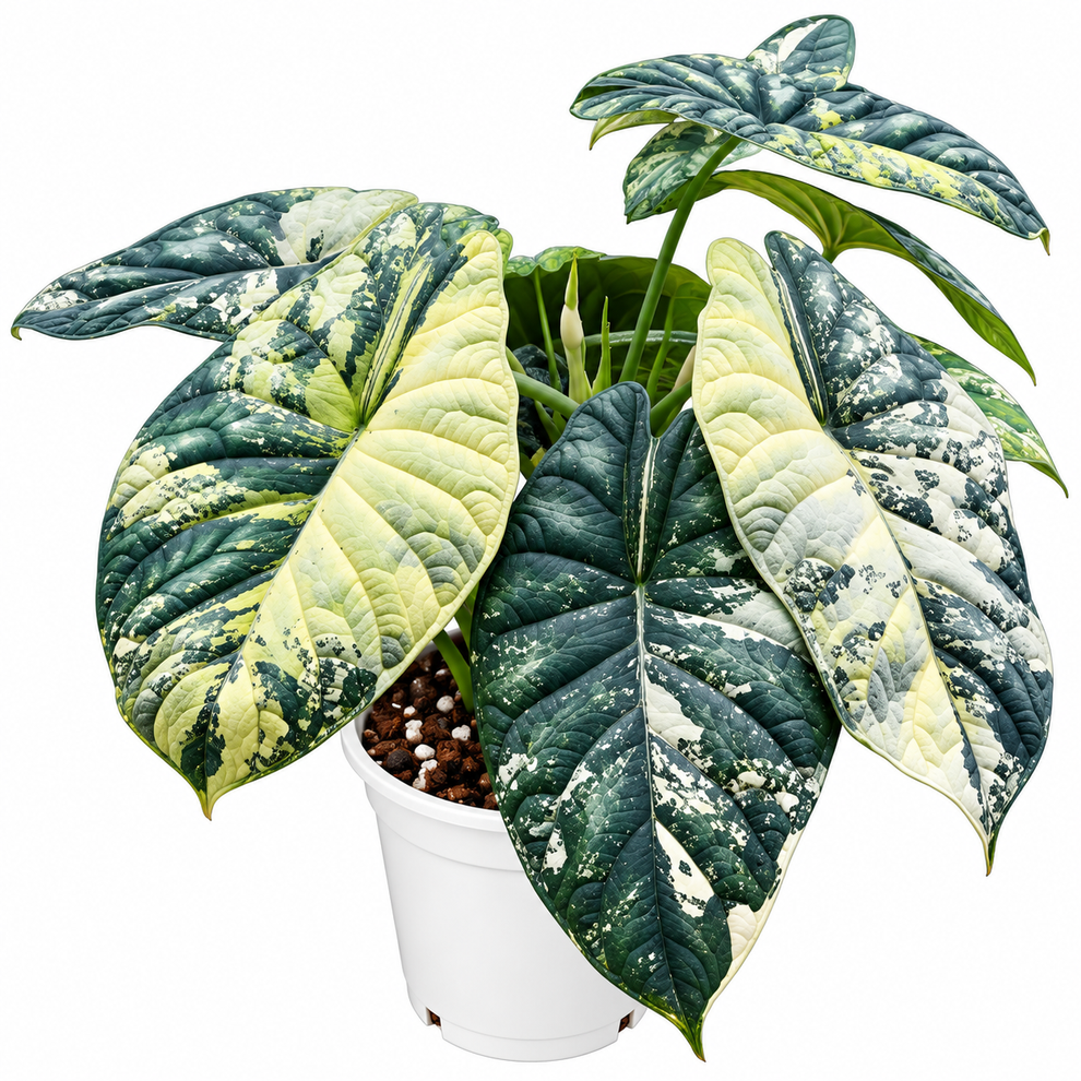 Alocasia 'Dragon Scale Albo Variegated' PRE-ORDER - Tissue culture (1p ...